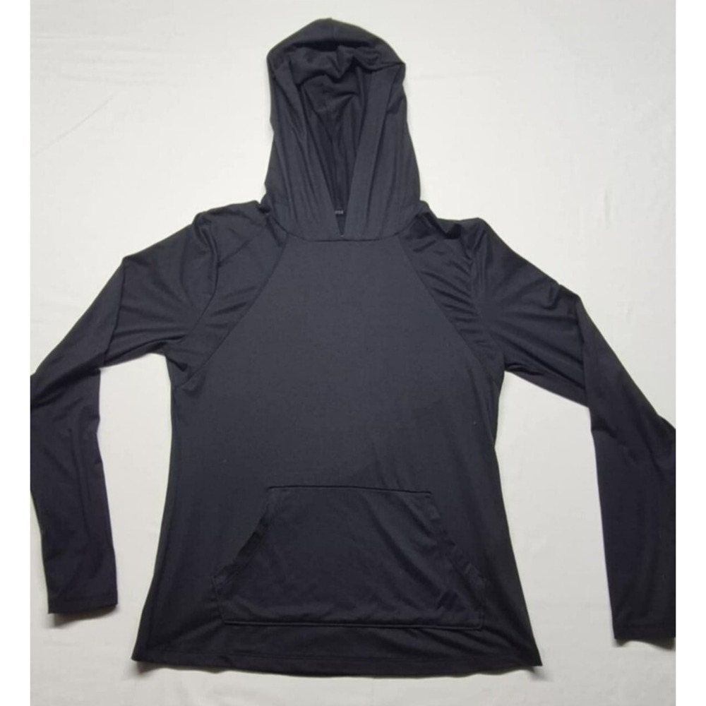 Cycle House women's black front pocket hoodied long‎ sleeve t-shirt sz S